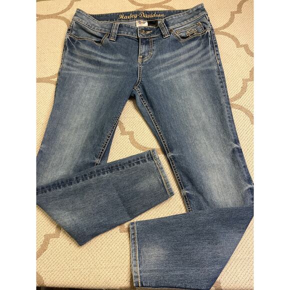 Harley Davidson Low rise skinny women’s blue jeans, size 12P - Picture 14 of 16